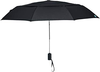 Coolibar UPF 50  42'' Titanium Travel Umbrella - Sun Protective (One Size- Black)