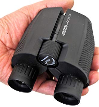 Living Squad Compact Binoculars for Adults 10x25 - High Powered with Low Light Night Vision, Bird Watching Folding Binocular for Older Kids - Easy Focus, Small & Lightweight for Outdoor Hunting Sport