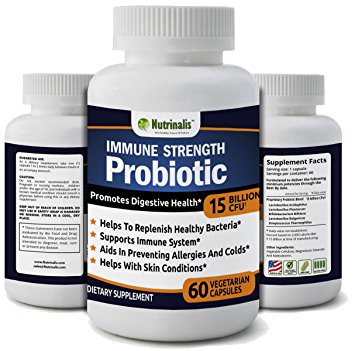 Immune Strength Probiotic 15 Billion Acidophilus, Bifidus & Lactobacillus 60 Count ★Multi-Strain Formula★Vegetarian Safe