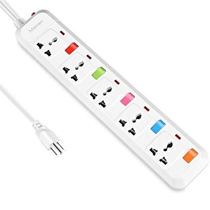 Individual Switched Power Strip Mscien 5 Outlets Surge Protector Overload Protection Universal US Plug With 5.9 FT Power Cord Extension Cord