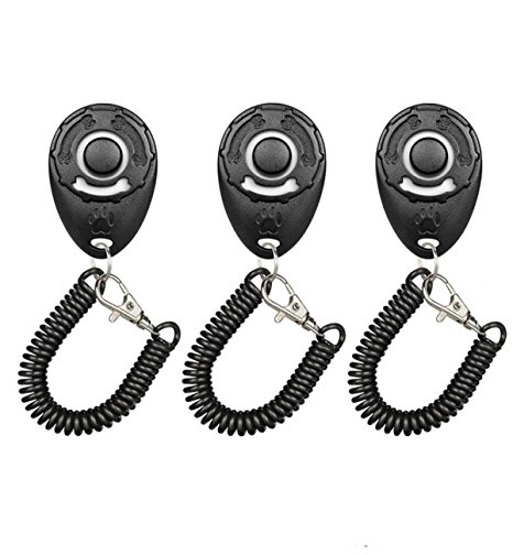 Diyife NUKPSD1 Dog Clicker, [3 PCS] Training Clicker with Wrist Strap for Dog Cat Horse, Black