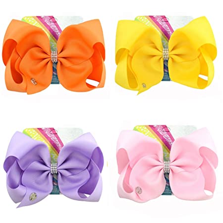 4Pcs 8 Inch Large Hair Bows for Girls Hair Bows Barrettes Accessories for Toddler Teens Kids