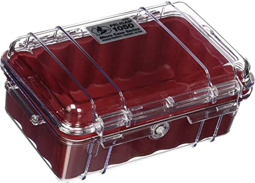 Pelican 1050 Micro Case - Red with Clear Lid