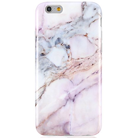 iPhone 6 Plus Case Pink, VIVIBIN Anti-Scratch & Fingerprint,Shock Proof Soft TPU Case For iPhone 6  / 6s  5.5" ,Marble 008-Pink#2