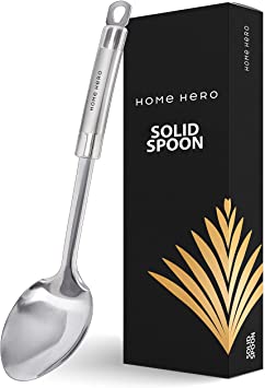 Large Cooking Spoon Basting Spoon Stainless Steel Cooking Spoons Stainless - Solid Serving Spoon for Cooking - Large Kitchen Spoon Non Slotted Spoon Solid Spoon Big Spoons for Cooking Basting Spoons