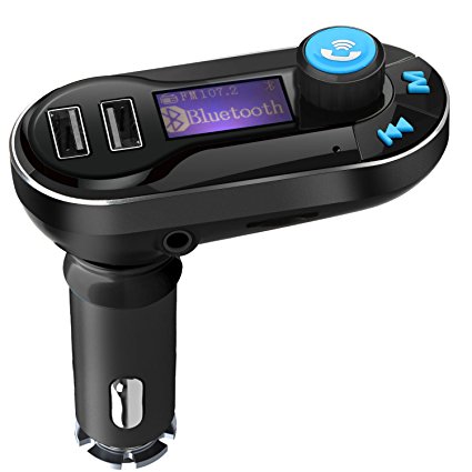 Bluetooth FM Transmitter, TeckNet Car MP3 Player Hands-free Car Kit Charger, Dual USB Charging 5V/2.1A Output, Micro SD/TF Card Reader Slot for iPhone 7 Plus SE 6s 6s Plus iPhone 6 6 Plus, iPad, etc