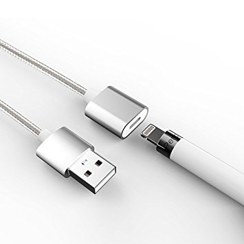 Apple Pencil Charging Cable, Ankey Charger Adapter for iPad Pro 12.9, 9.7 inch Cord, Female Lightning to Male USB Adapter Extension Cable (3 Feet) (Silver)
