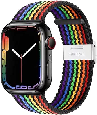 Funwaretech Braided Stretch Band Compatible with Apple Watch Band 38mm 40mm 41mm 42mm 44mm 45mm 49mm, Adjustable Wristband Sport Elastic Nylon Replacement Straps for iWatch SE/Ultra/Series 8 7 6 5 4 3 2 1