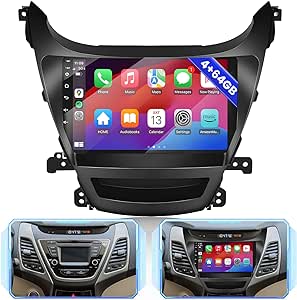 for Hyundai Elantra 2014-2016 Android 13 Car Stereo with Wireless Apple Carplay, 8 Core 4 64GB 9 Inch IPS Touchscreen Car Radio 59UI GPS Navigation WiFi 32EQ DSP Backup Camrea