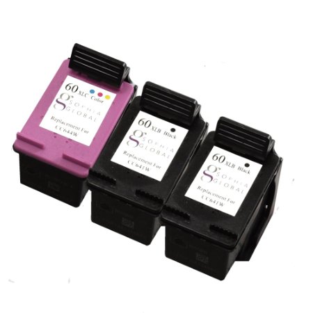Sophia Global Remanufactured Ink Cartridge Replacement for HP 60XL 2 Black 1 Color