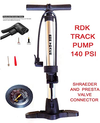 RDK PRO VII 140 PSI Track Pump Bicycle Cycle Alloy Floor Track Tyre Inflator Schrader/Presta valve tube Bike Pump with Gauge