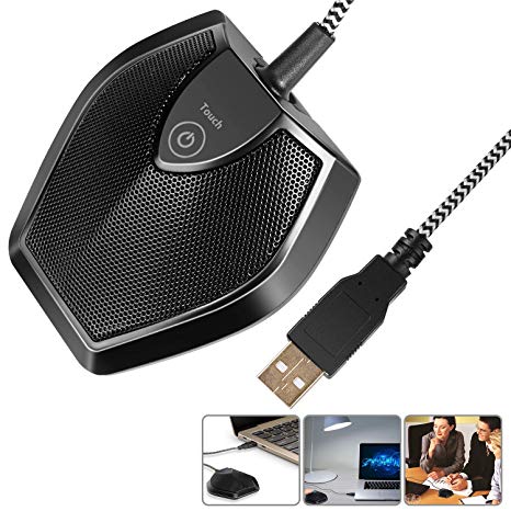 Neewer Driver-free USB Desktop Computer Microphone - Touch Mute Button with LED Indicator, Omnidirectional Condenser Boundary Conference Mic for Recording Streaming Gaming Skype (Windows/Mac)