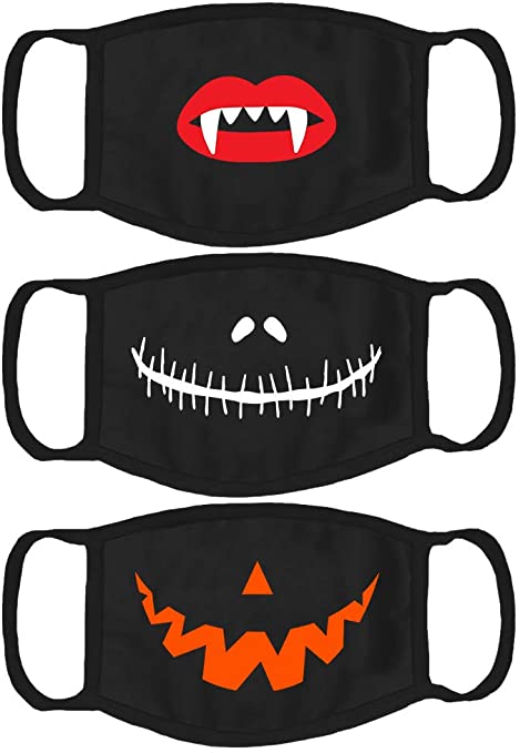 Halloween Cloth Face Mask Set of 3 Washable Scary Face Mask for Kids Reusable