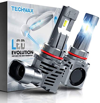 TECHMAX 9005 LED Headlight Bulbs,Small Design 60W 10000Lm 6500K Xenon White ZES Chips Extremely Bright HB3 Conversion Kit of 2