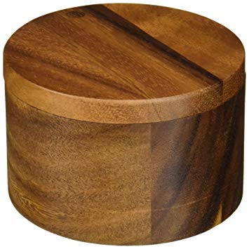 Lipper International Acacia Divided w Swivel Cover Salt Box, Multi Color