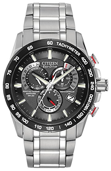 Citizen Men's Eco-Drive Chronograph Watch with a Black Dial and a Stainless Steel Bracelet