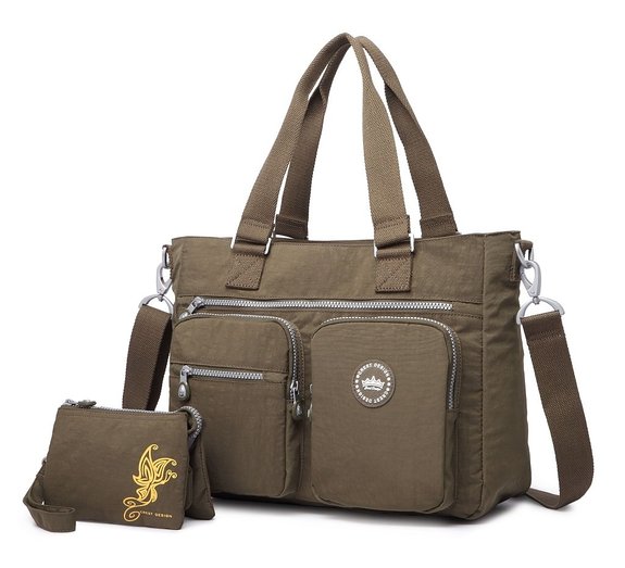 Crest Design Women's Nylon Shoulder Bag crossbody Handbag Tablet Laptop Bag School Travel Work Tote
