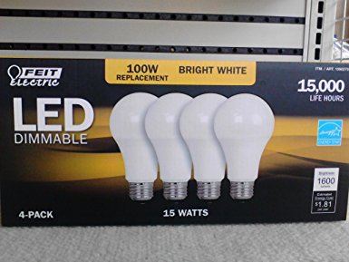 100 watt Dimmable Led bulbs 4 pack