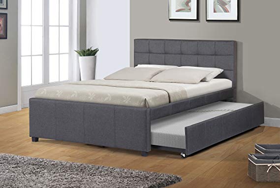 Best Quality Furniture K27 Full Bed W/Trundle, Dark Gray