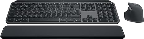 Logitech MX Keys S COMBO - Performance Wireless Keyboard and Mouse with Palm Rest, Customisable Illumination, Fast Scrolling, Bluetooth, USB C, Windows, Linux, Chrome, Mac, QWERTY UK Layout, Graphite