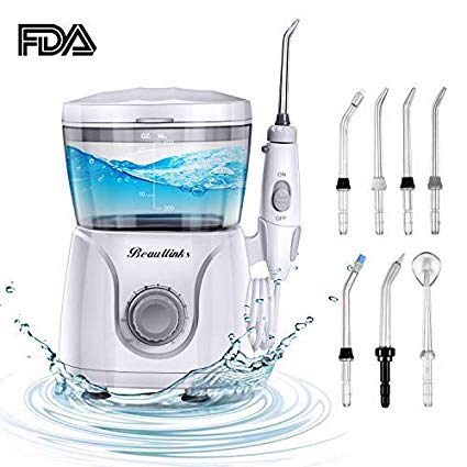 Water Flosser for Teeth, Power Flosser Oral Irrigator 10 Pressure Settings Water Pick Flosser High Frequency Pulsed Dental with 7 Jet Nozzles 600ml High Capacity FDA Approved