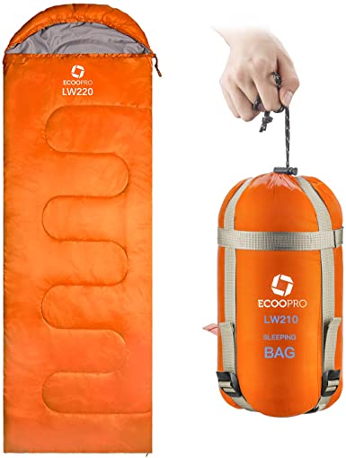 ECOOPRO Warm Weather Sleeping Bag - Portable, Waterproof, Compact Lightweight, Comfort with Compression Sack - Great for Outdoor Camping, Backpacking & Hiking-83 L x 30" W Fits Adults