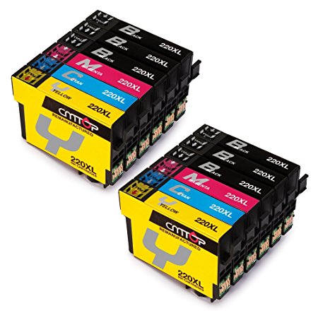 CMTOP 2 Set 4 Black Remanufactured 220 220XL Ink Cartridges High Yiled (6 Black, 2 Cyan, 2 Magenta, 2 Yellow) for Expression Home XP-420 XP-320 XP-424 WF-2630 WF-2650 WF-2760 WF-2660 WF-2750 Printer