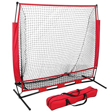 ZENY Portable 5'x5' Baseball Softball Practice Sports Net Hitting Pitching Batting Training Net w/Carry Bag & Metal Frame,Rubber Feet,Great for Indoor Outdoor Practice (5'X5' net)