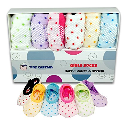 Tiny Captain Toddler Girls Baby Socks with Anti Skid Slip Bottom For 1-3 Year old Girl