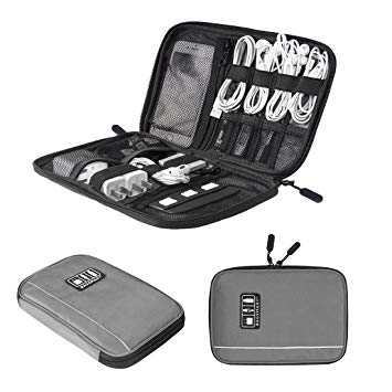 BAGSMART Small Travel Electronic Accessories Bag, Grey