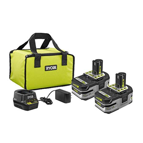 RYOBI 18V ONE  LITHIUM  HP 3.0 Ah Battery 2-Pack Starter Kit with Charger and Bag P166