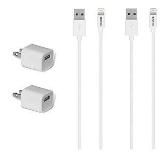 YAXXO Charger Set - USB Data Cable 3 Feet and Wall Adapter for iPhone iPod iPad Twin Pack 3 Ft