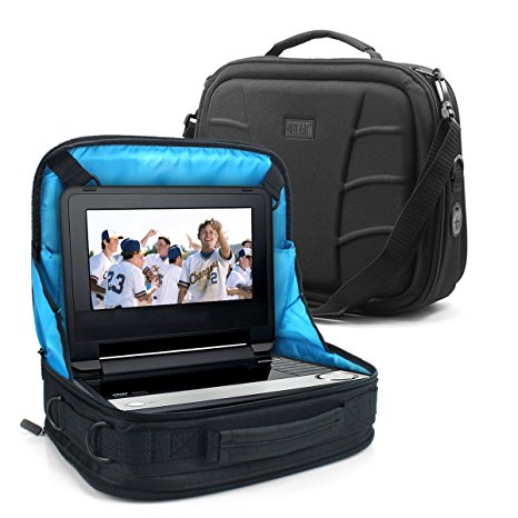 In-Car Portable DVD Player Travel Display Case w/ Headrest Mount & Accessory Pockets by USA GEAR - Works w/ Sylvania SDVD1048 , Philips PD9012 , Ematic EPD909 & More 7-10" Portable DVD Players