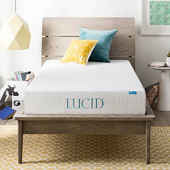 LUCID 8 Inch Gel Infused Memory Foam Mattress - Medium Firm Feel - CertiPUR-US Certified - 25 Year Warranty - Twin