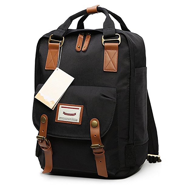 HaloVa Backpack, Unisex Laptop Bag Travel Rucksack, Small School Bag Daypack for School Working Hiking, Waterproof & Durable, Black