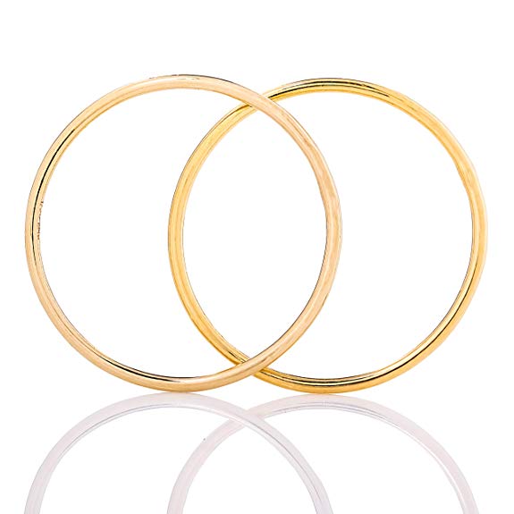 Viosi 2 Pack Stackable Rings for Women 14k Gold Filled Dainty 1mm Round Yellow