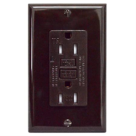 AH Lighting GFCI Outlet 15A Standard Decorative Tamper Resistant Duplex Receptacle with LED Indicator, Ground Fault Circuit Interrupter, Safelock Protection, UL Listed, Brown