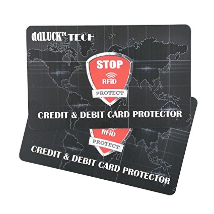 ddLUCK Credit & Debit Card Protector - 2 RFID Scanner Blocking Card NFC Scanner Blocking Card Credit Card Protector (Pack of 2 Cards)