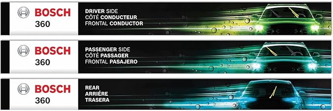 BOSCH 360 Complete Vehicle Wiper Blade Kit - Includes Front Beam Blades (Pair)   Rear Wiper Blade (1) - 22"/21"/11" (B36012)