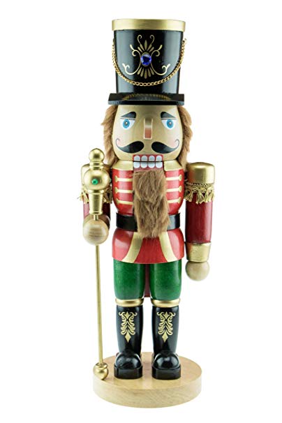 Clever Creations Traditional Wooden Nutcracker - Fully Functional Nutcracker That Actually Cracks Nuts - Festive Christmas Decor - 17 Inches Tall - Perfect Holiday Decoration for Shelves and Tables