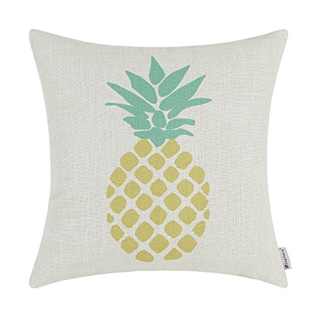 Euphoria CaliTime Cushion Cover Throw Pillow Shell, 18 X 18 Inches, Hawaii Style Yellow Pineapple