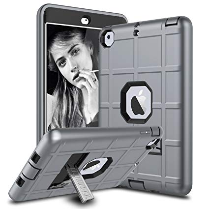 iPad Mini Case, iPad Mini 2 Case, iPad Mini Retina Case, Elegant Choise Heavy Duty Three Layer Armor Defender Protective Case Cover with Kickstand Compatible with iPad Mini 1/2/3 (Grey)
