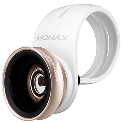 MOMAX 2 in 1 Phone Camera Lens Kit, Universal Clip-on 15x Macro lens & Wide angle lens for Smartphone (Gold)
