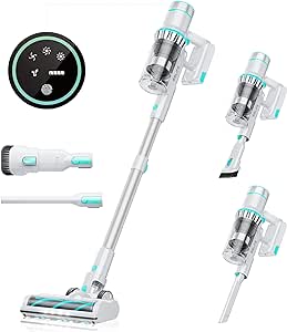 Belife Cordless Vacuum Cleaner, 35Kpa 420W Stick Vacuum Cleaners for Home Carpet Hardwood Floor, Wireless Household Vaccum for Pet Hair with Led Touch Display, Up to 45mins Runtime (White)