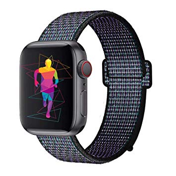 INTENY Sport Band Compatible with Apple Watch 38mm 40mm 42mm 44mm, Nylon Sport Loop, Strap Replacement for iWatch Series 4, Series 3, Series 2, Series 1