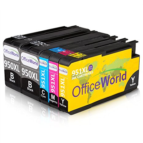 OfficeWorld Replacement for HP 950XL 951XL Ink Cartridges 1Set 1BK High Capacity Replacement for HP Officejet Pro 8600 8610 8620 8630 8640 8100 8660 8625 8615 251dw 276dw
