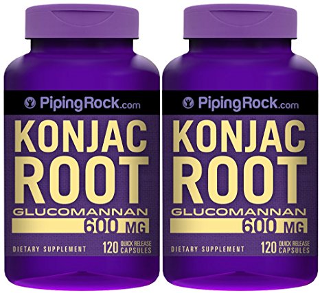 Konjac Root Fiber Glucomannan 600 mg 2 Bottles x 120 Capsules