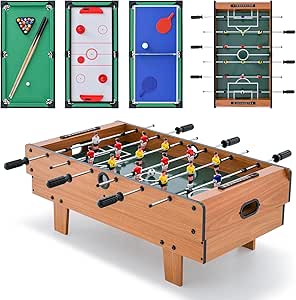 Giantex 4-in-1 Multi Game Table, Combo Foosball Game Table Top w/Billiards, Ping Pong, Push Hockey for Home, Game Room, Family Night & Arcade, Wood Combination Game Table Set for Kids Adults