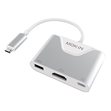 MOKiN USB 3.1 Type C (Thunderbolt 3/USB C) To HDMI USB Adapter With USB C/F Charing Port For MacBook, Chromebook, Dell XPS 13 or More, Aluminium Body