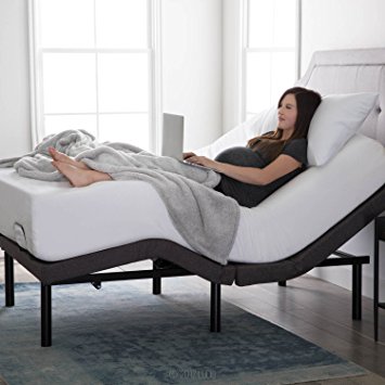 LUCID L300 Adjustable Bed Base - Motorized - Assembles in 5 Minutes - Dual USB Charging Stations - Head and Foot Incline - Wireless Remote Control - Upholstered - Ergonomic - Twin XL - Charcoal